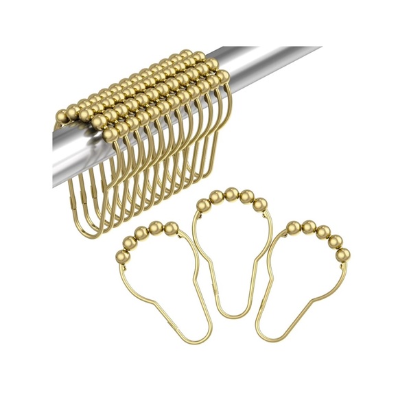 Amazer Shower Curtain Hooks, 12 Count, Stainless Steel, Polished Golden - Picture 1 of 8